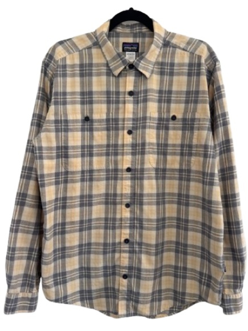 Patagonia Long-Sleeved Organic Pima Cotton Shirt Yellow Plaid Button Down